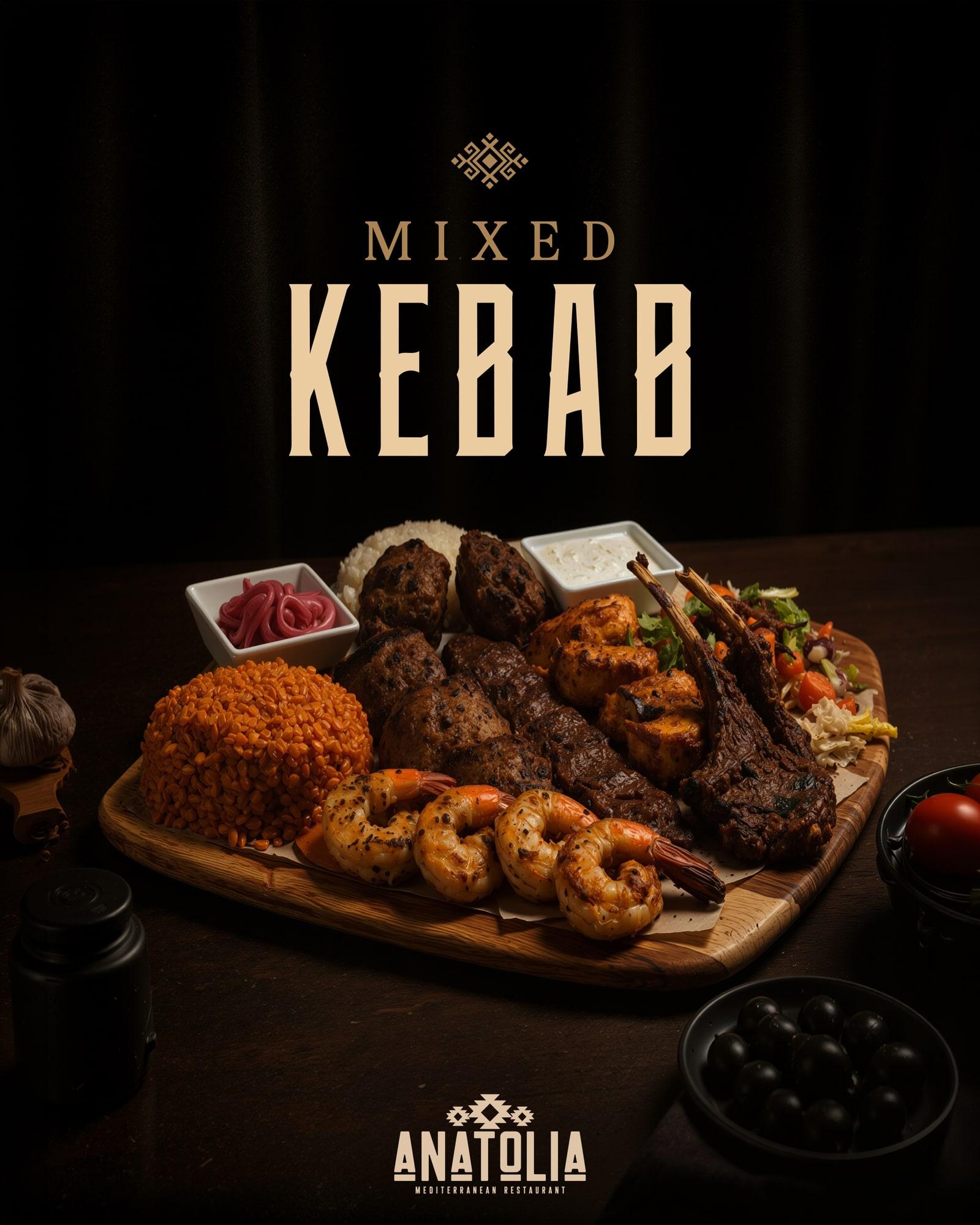 Anatolia Chicago Mixed Kebab design featuring a sharing platter.